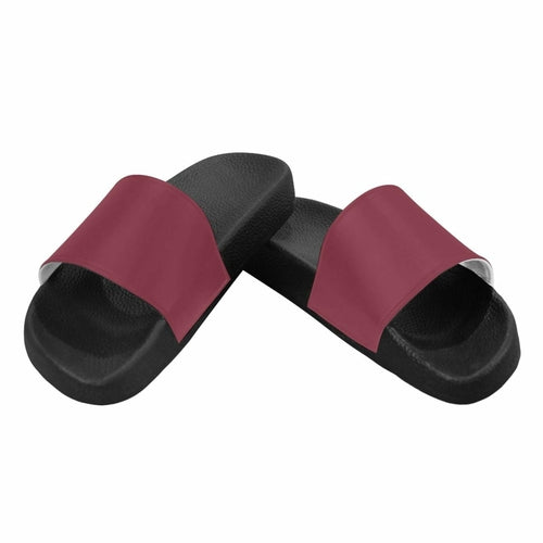 Womens Slides, Flip Flop Sandals, Dark Red