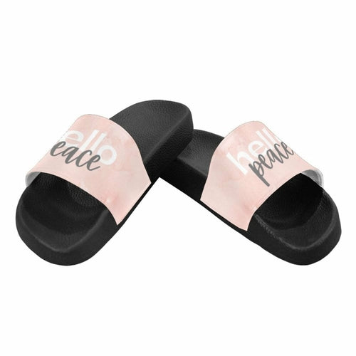 Damen-Slides, Flip-Flop-Sandalen, Peace Marble Hello Peace-Druck